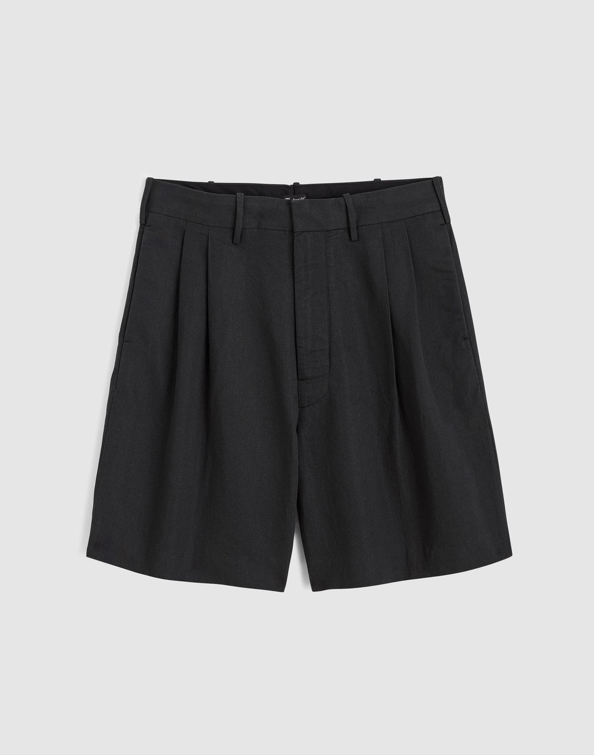 Double-Pleated Shorts in Meridian Linen Blend Black | Madewell