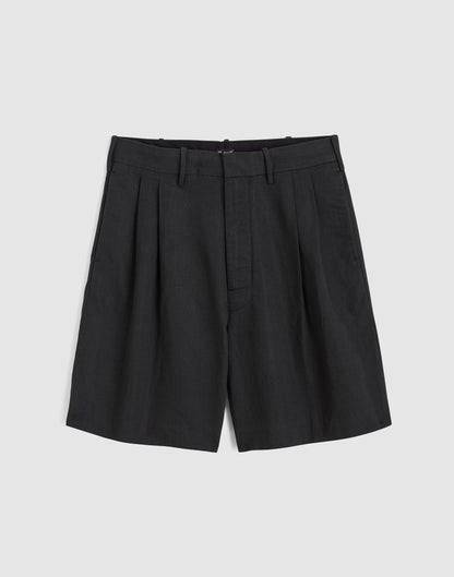 Double-Pleated Shorts in Meridian Linen Blend Black | Madewell