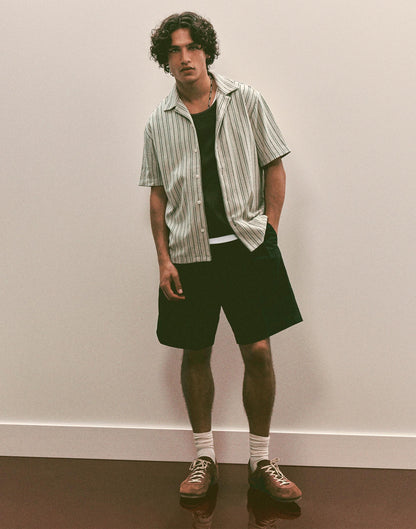 Double-Pleated Shorts in Meridian Linen Blend Black | Madewell