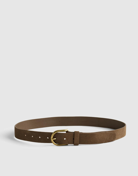 Brass-Buckle Belt in Suede Earth Tone | Madewell