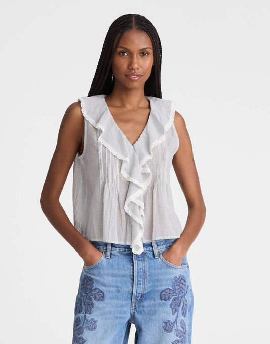 The Blaire Sleeveless Top Blue White Micro Stripe | Madewell
