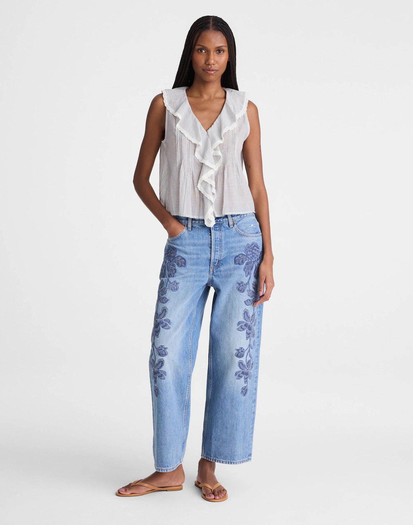 The Blaire Sleeveless Top Blue White Micro Stripe | Madewell