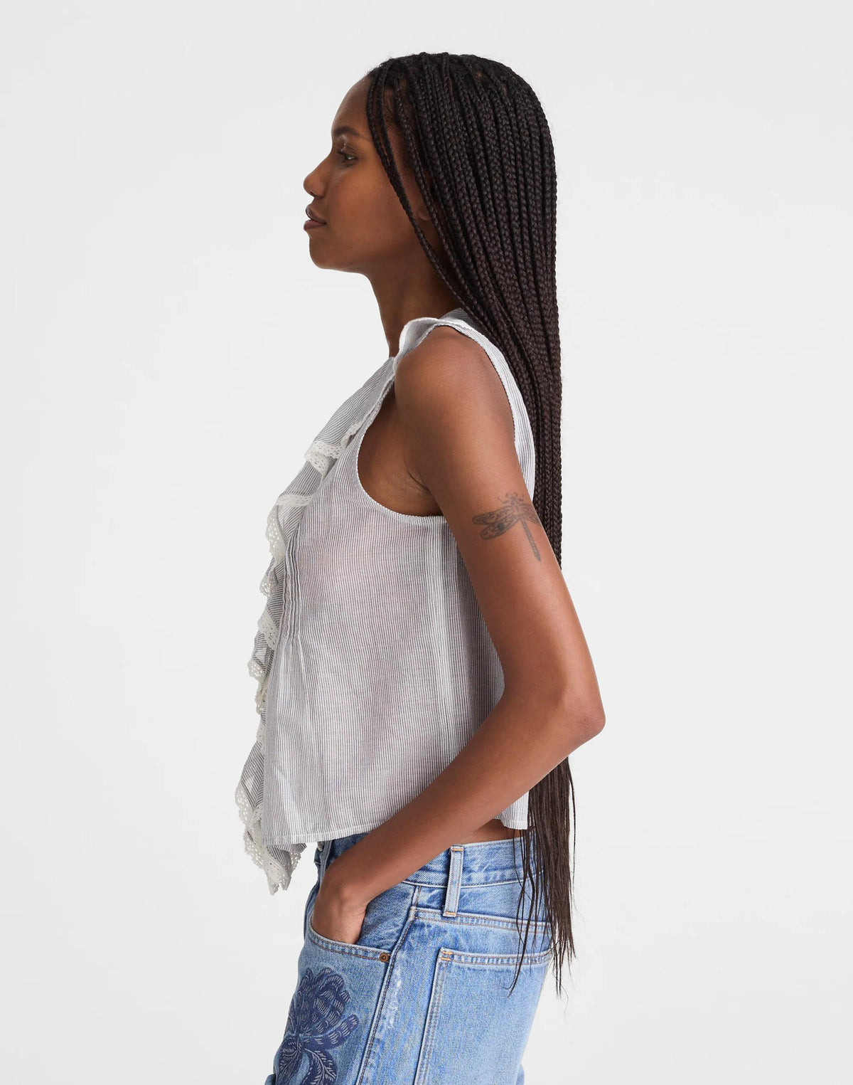 The Blaire Sleeveless Top Blue White Micro Stripe | Madewell