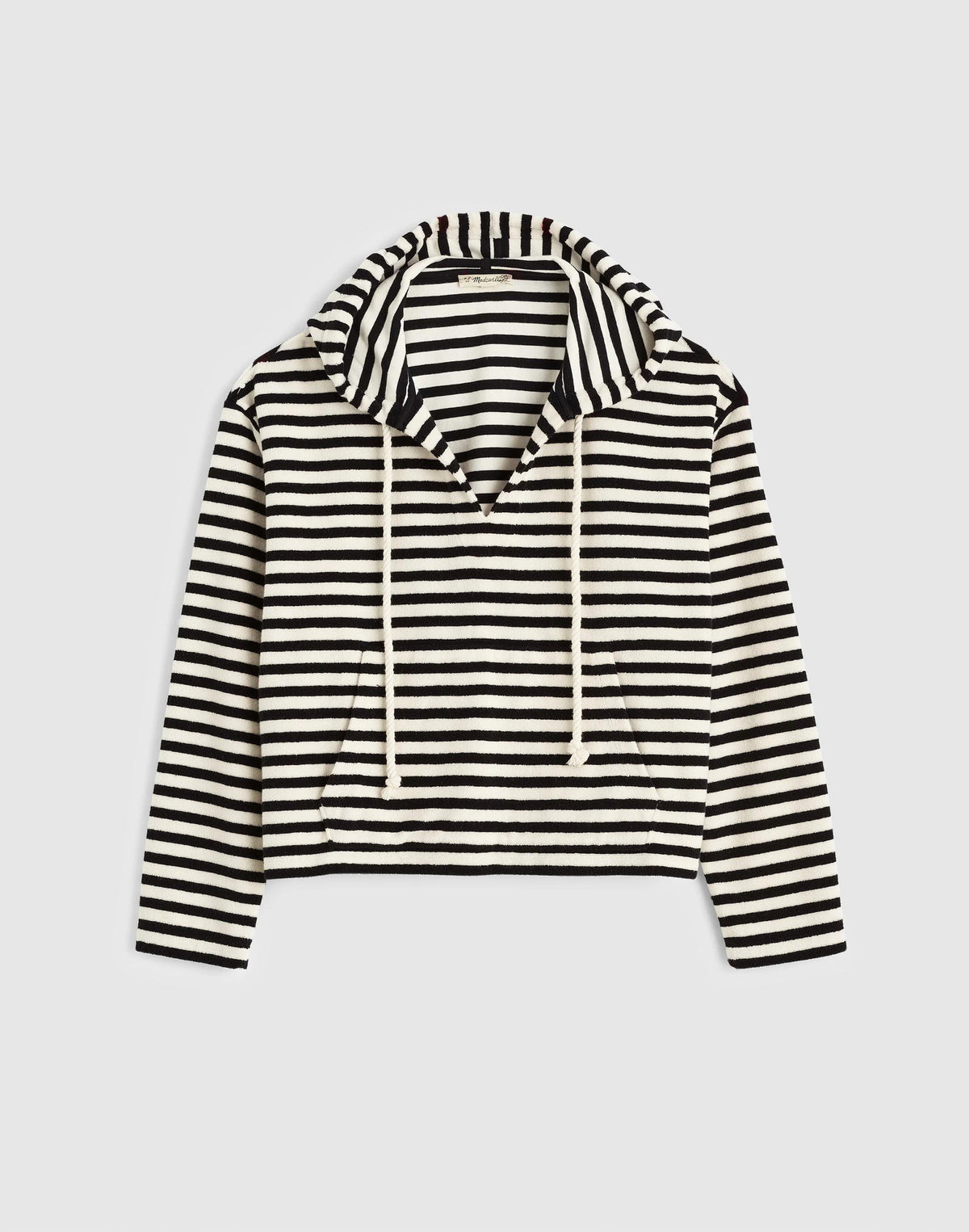Drawstring Hoodie in Terry Black Ivory | Madewell