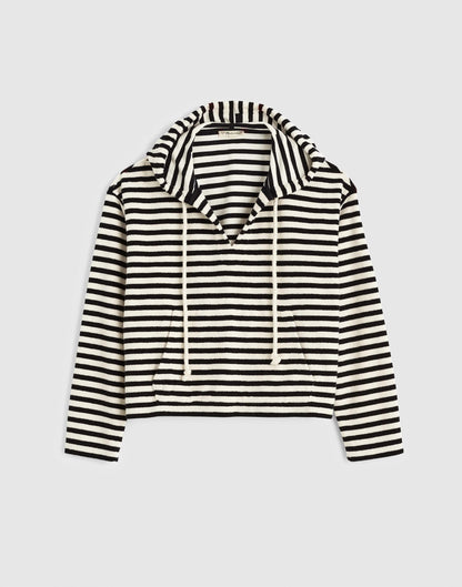 Drawstring Hoodie in Terry Black Ivory | Madewell