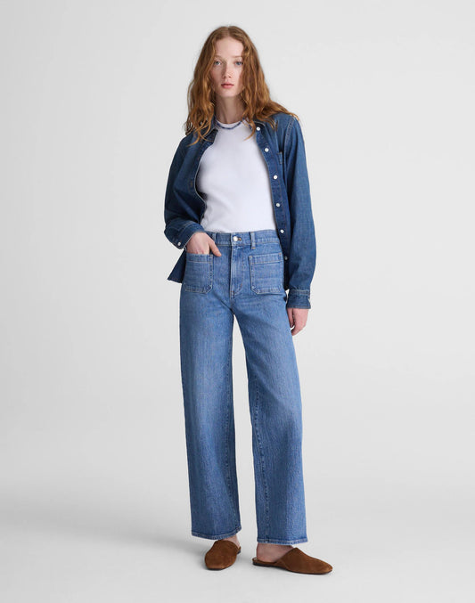 The Emmett Wide-Leg Full Length Jean: Patch Pocket Edition Driftwater Wash | Madewell