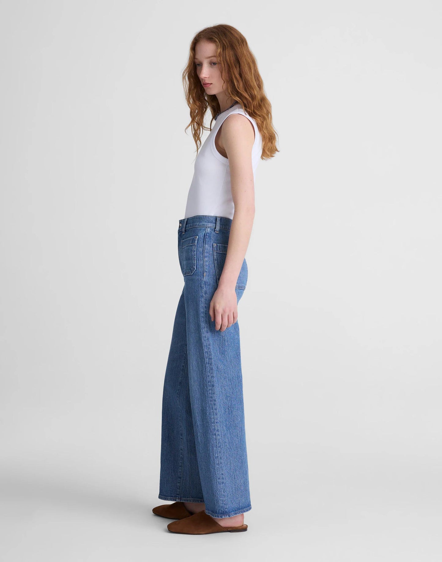 The Emmett Wide-Leg Full Length Jean: Patch Pocket Edition Driftwater Wash | Madewell