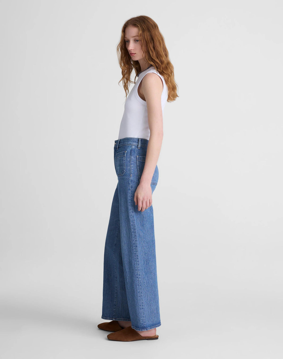 The Emmett Wide-Leg Full Length Jean: Patch Pocket Edition Driftwater Wash | Madewell