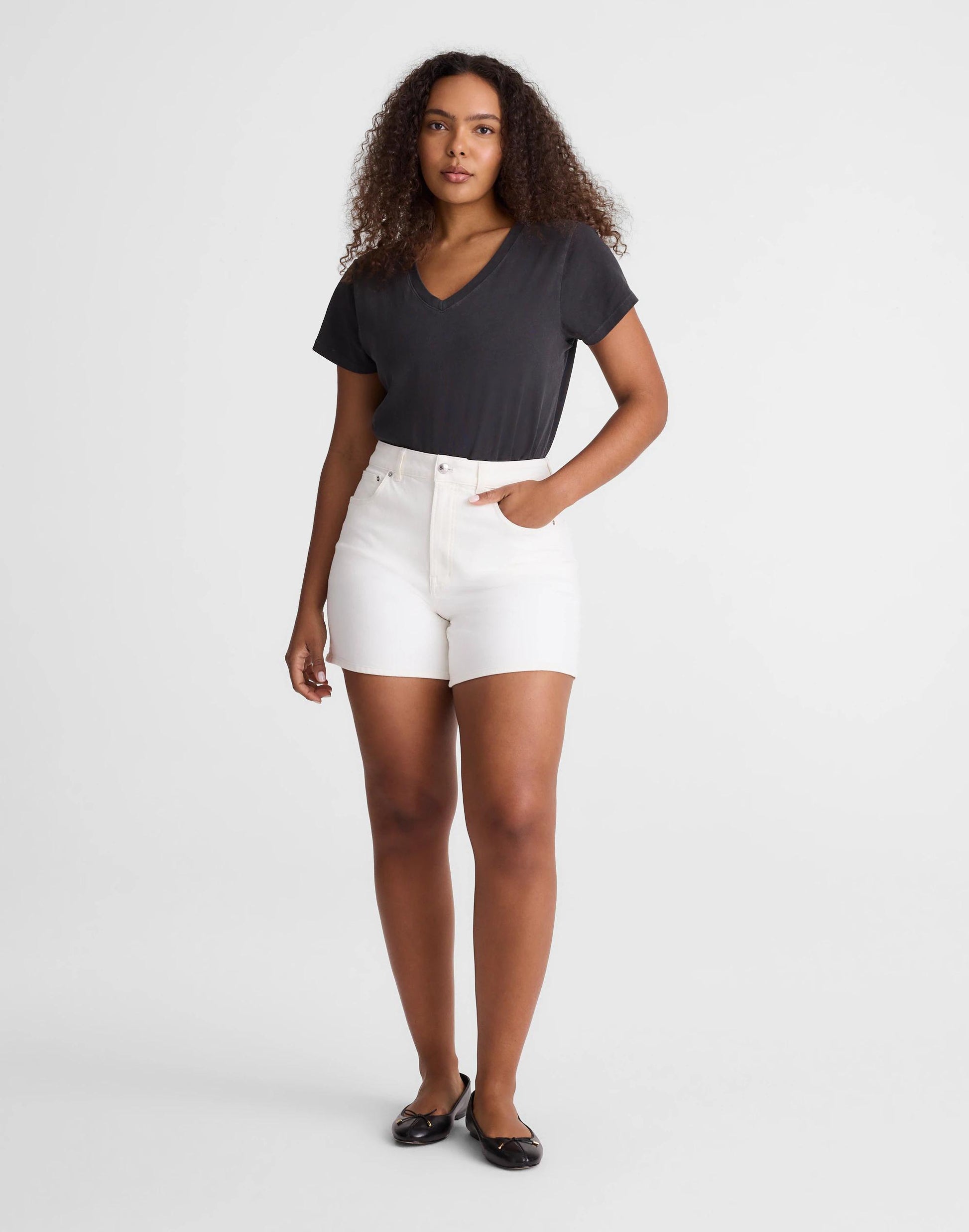 The Curvy Perfect Vintage Mid-Length Jean Short Tile White | Madewell