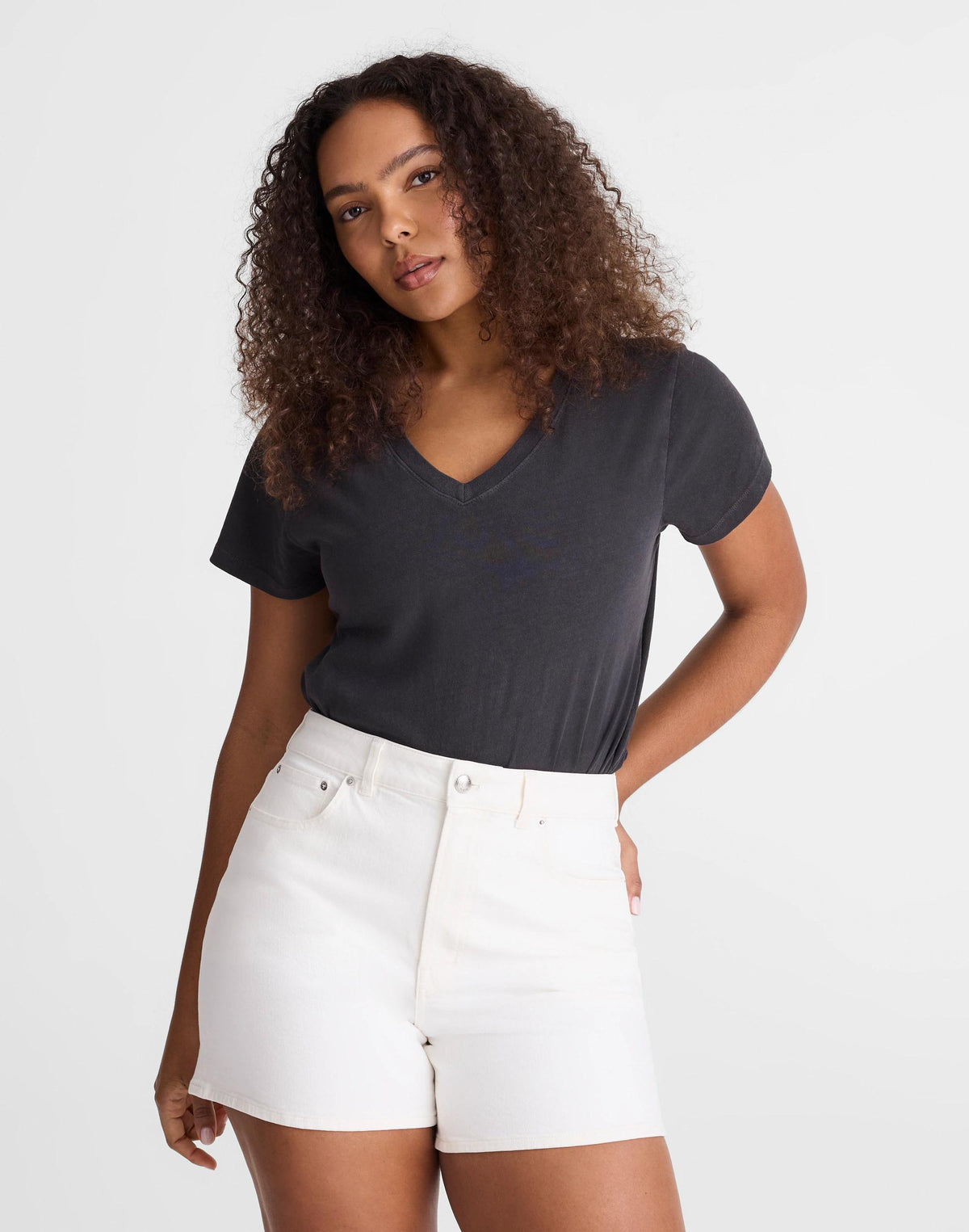 The Curvy Perfect Vintage Mid-Length Jean Short Tile White | Madewell