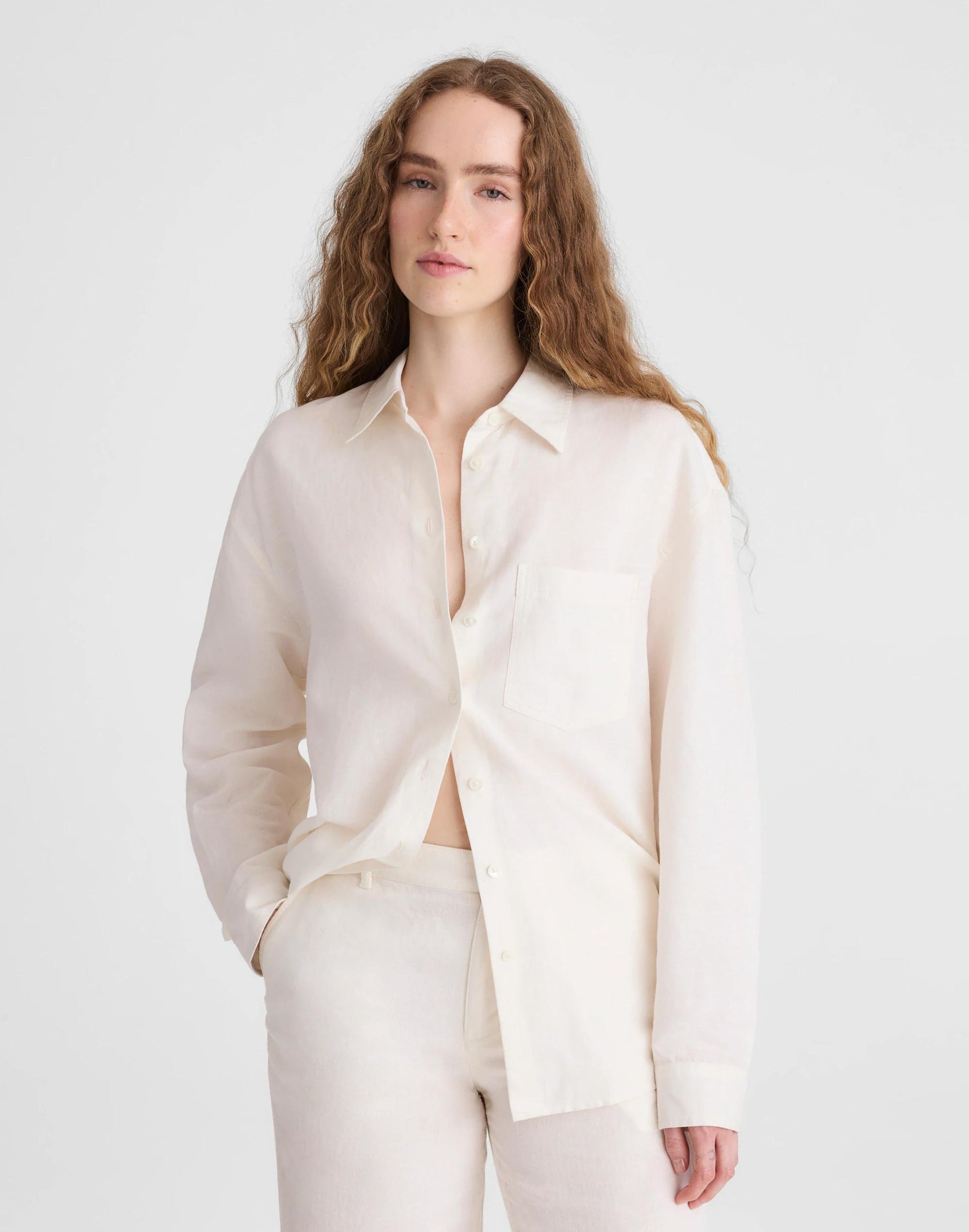 The Easy Shirt in Linen Blend Ivory Linen | Madewell