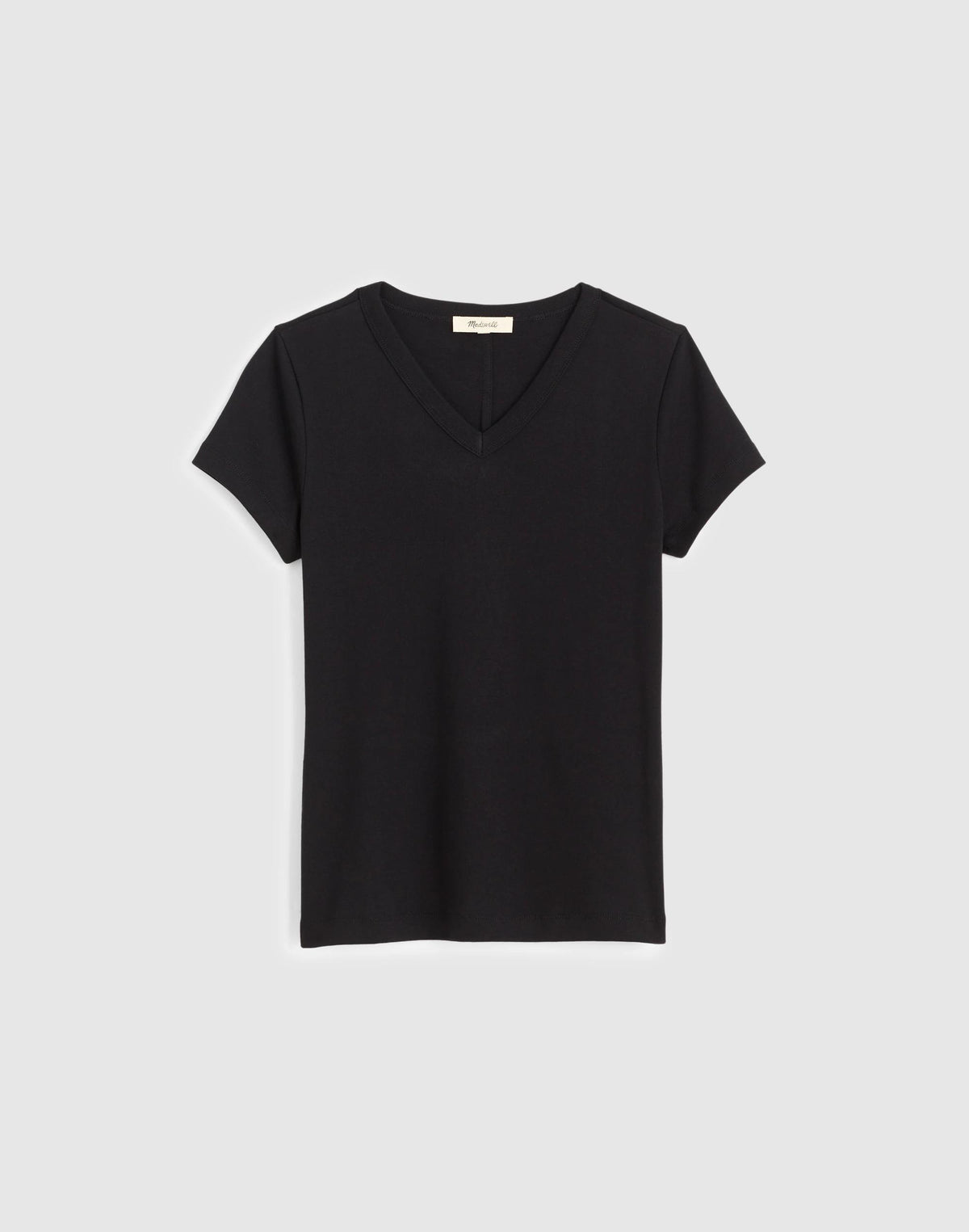 The '90s V-Neck Baby Tee in Compact Cotton Jet Black | Madewell