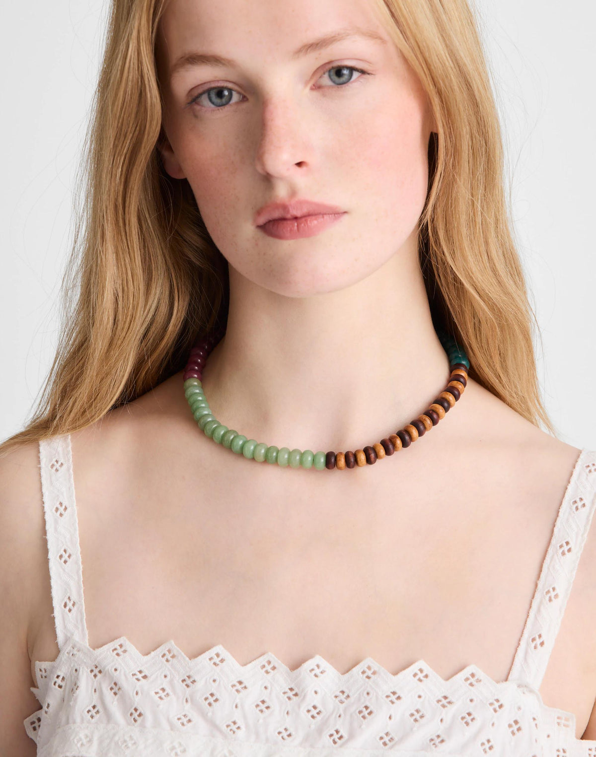 Semiprecious Wood Beaded Choker Necklace Antique Gold | Madewell