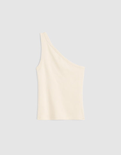 The '90s One-Shoulder Tank in Compact Cotton Vintage Ivory | Madewell