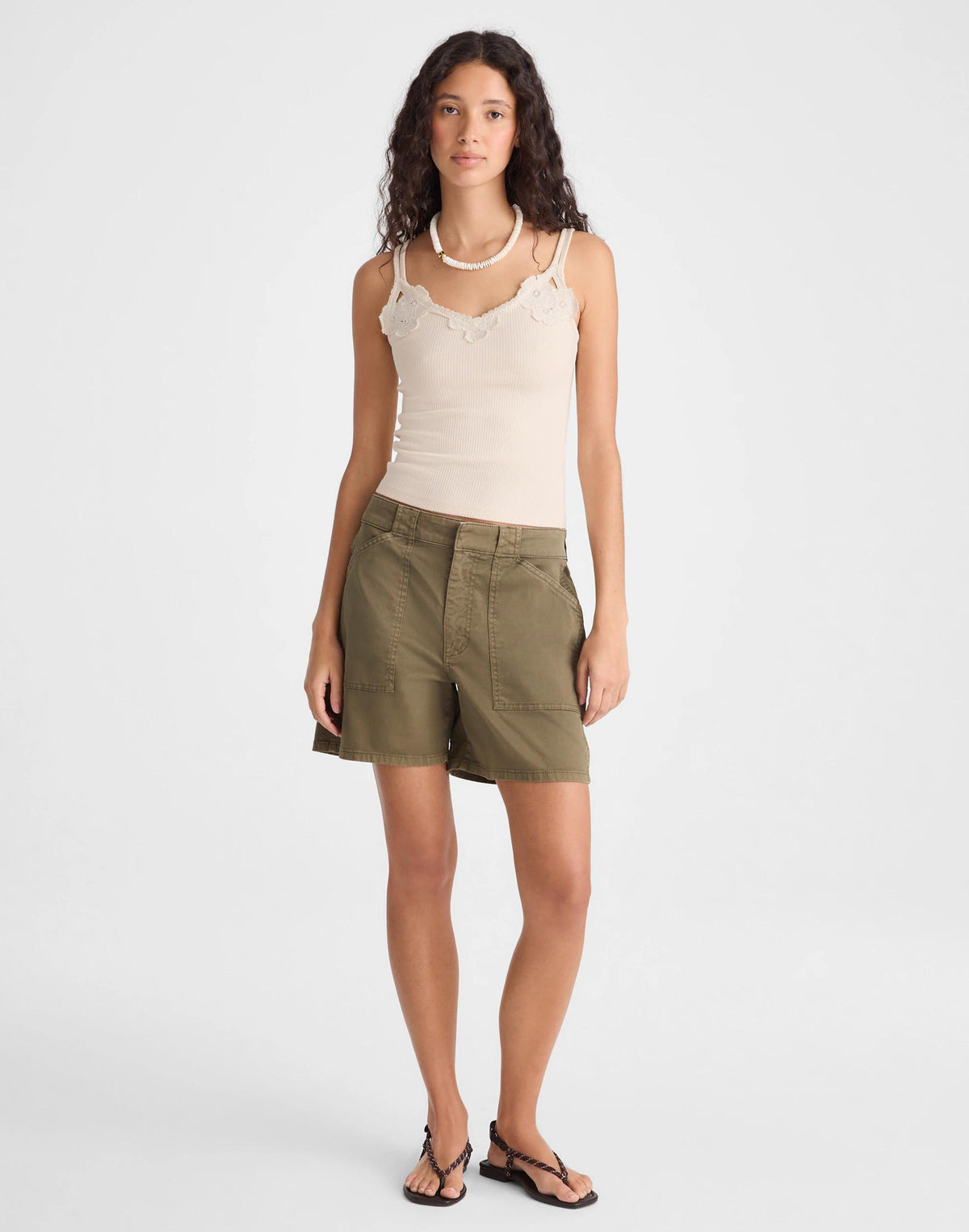 Floral-Lace V-Neck Tank Vintage Ivory | Madewell