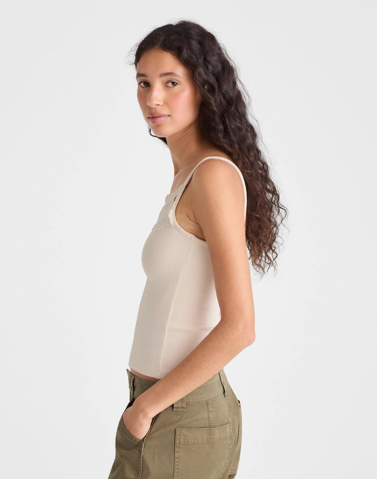 Floral-Lace V-Neck Tank Vintage Ivory | Madewell