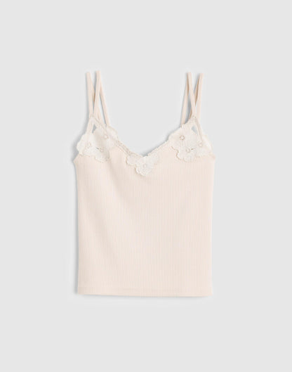 Floral-Lace V-Neck Tank Vintage Ivory | Madewell