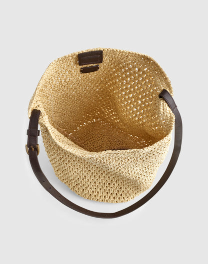 Handwoven Straw Bucket Bag Dark Carob Multi | Madewell