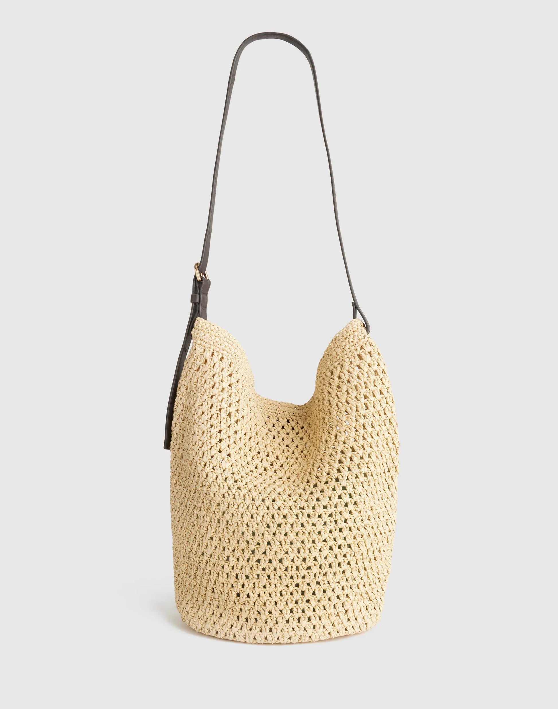 Handwoven Straw Bucket Bag Dark Carob Multi | Madewell