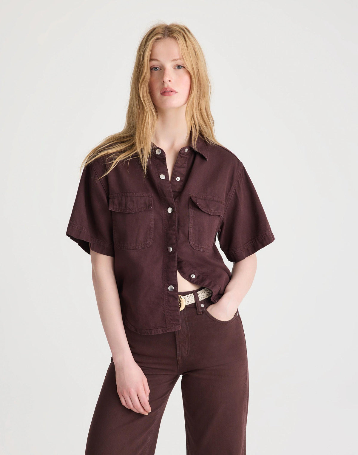 Airy Denim Utility-Pocket Shirt Burnt Cocoa | Madewell