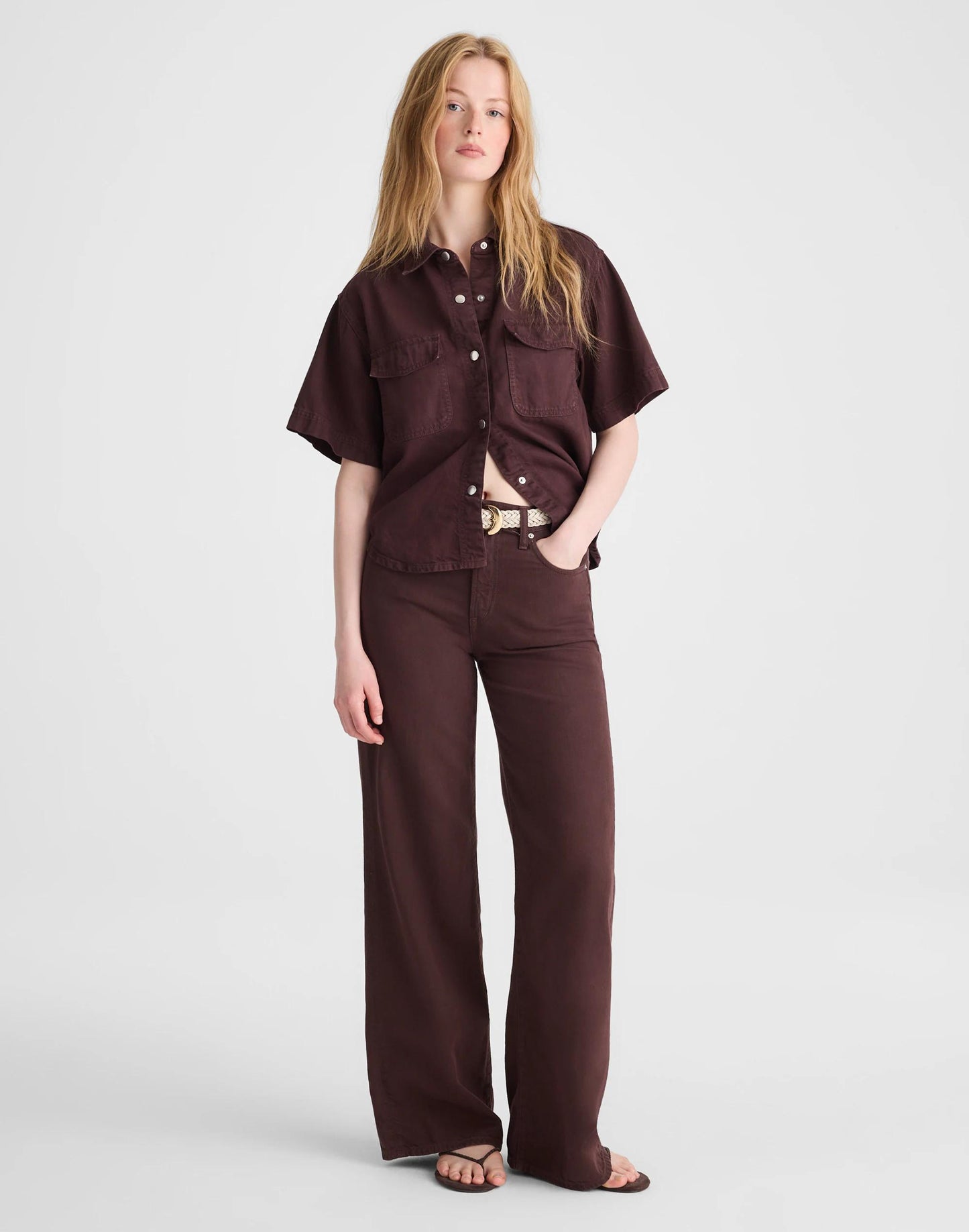 Airy Denim Utility-Pocket Shirt Burnt Cocoa | Madewell