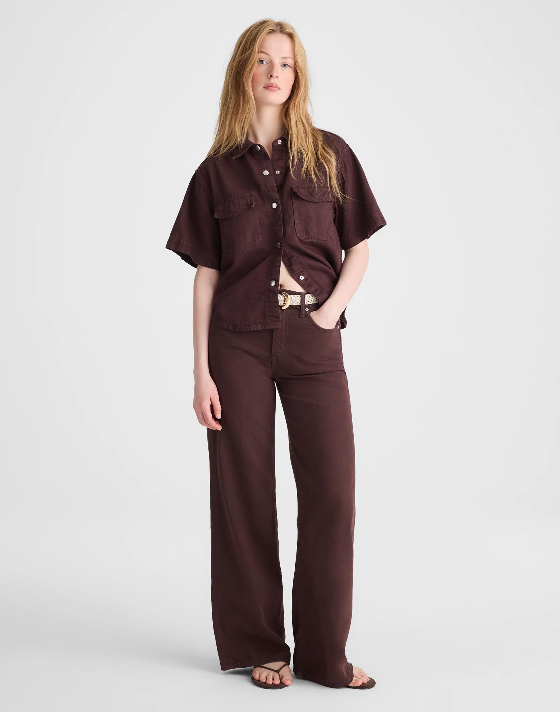 Airy Denim Utility-Pocket Shirt Burnt Cocoa | Madewell