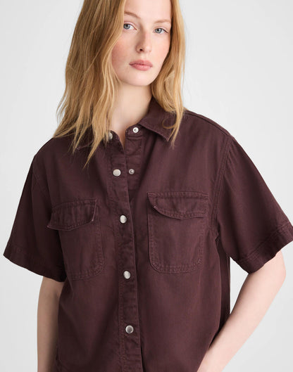 Airy Denim Utility-Pocket Shirt Burnt Cocoa | Madewell