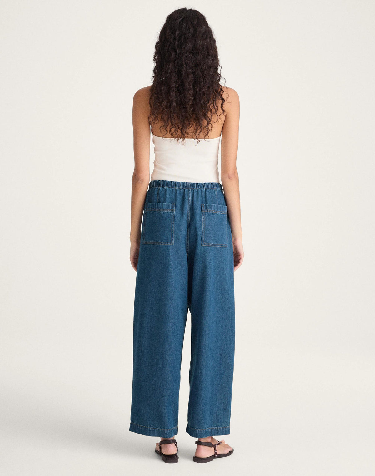 Pull-On Barrel-Leg Utility Pants in Airy Denim Marina Blue | Madewell