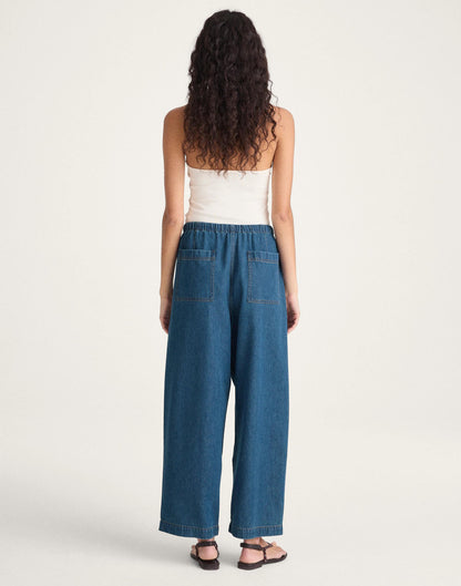 Pull-On Barrel-Leg Utility Pants in Airy Denim Marina Blue | Madewell