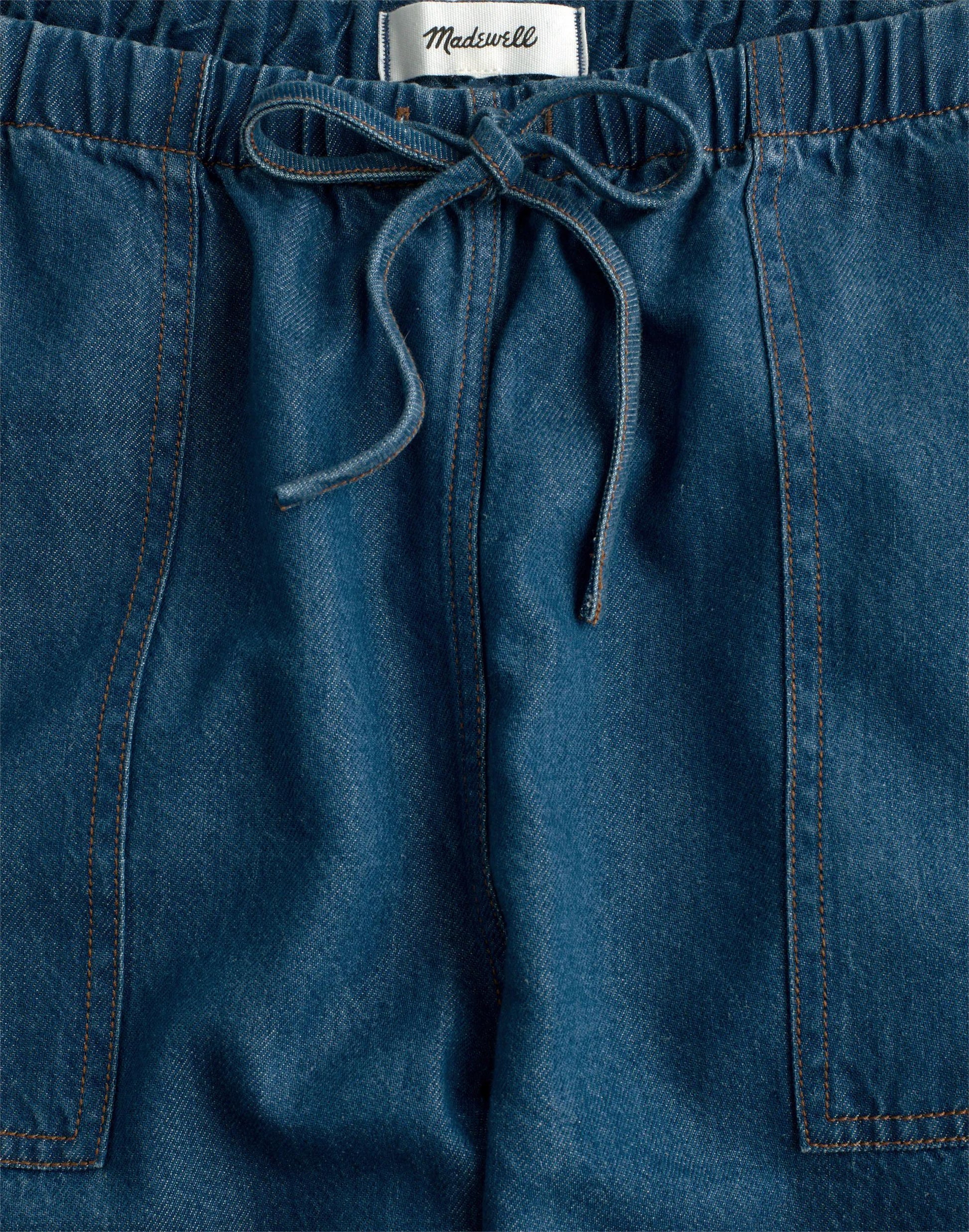 Pull-On Barrel-Leg Utility Pants in Airy Denim Marina Blue | Madewell