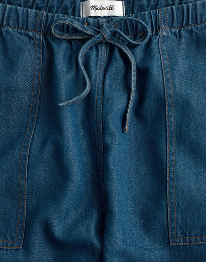 Pull-On Barrel-Leg Utility Pants in Airy Denim Marina Blue | Madewell