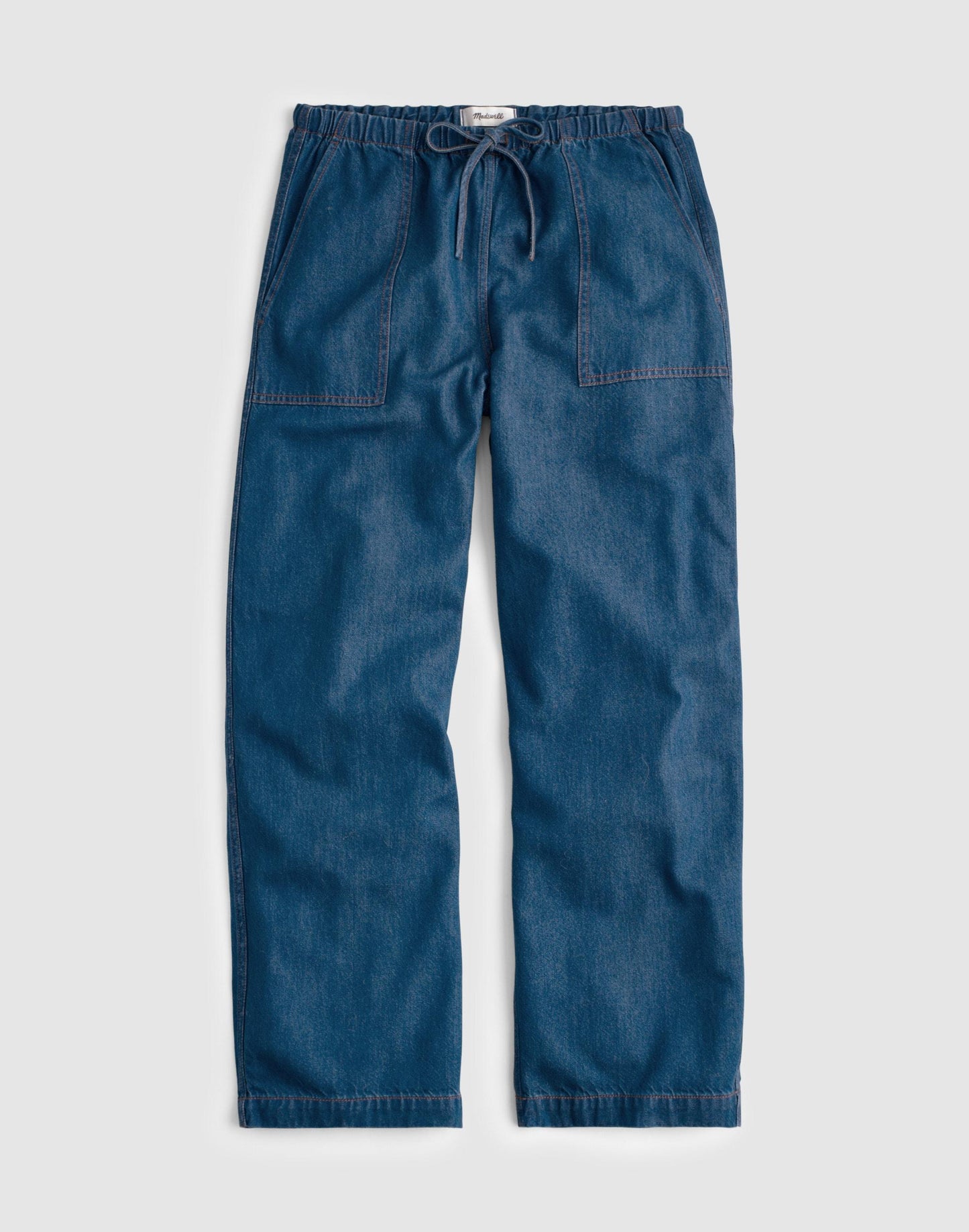 Pull-On Barrel-Leg Utility Pants in Airy Denim Marina Blue | Madewell
