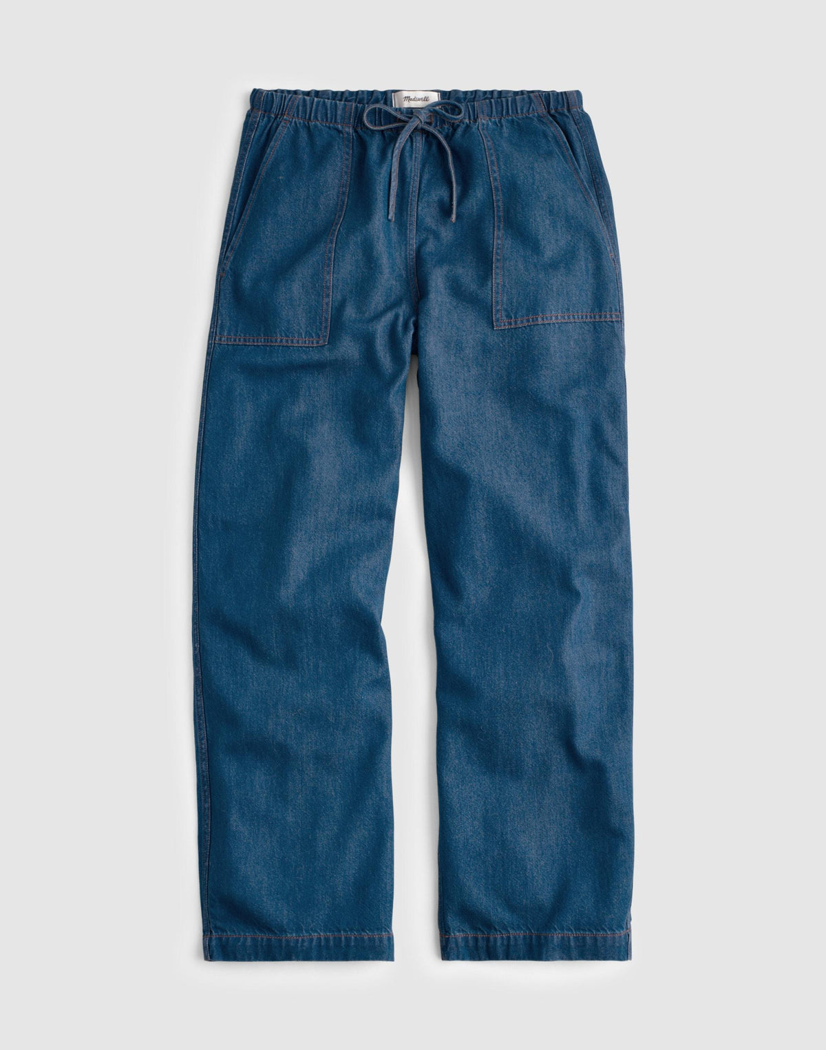 Pull-On Barrel-Leg Utility Pants in Airy Denim Marina Blue | Madewell