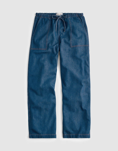 Pull-On Barrel-Leg Utility Pants in Airy Denim Marina Blue | Madewell