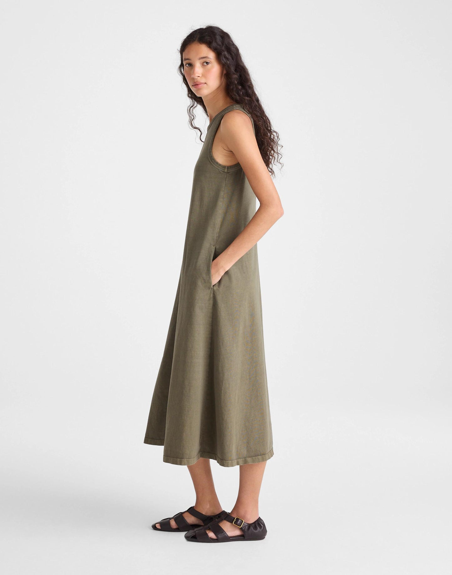 Seamed Tank Maxi Dress in Allday Jersey Faded Ivy | Madewell