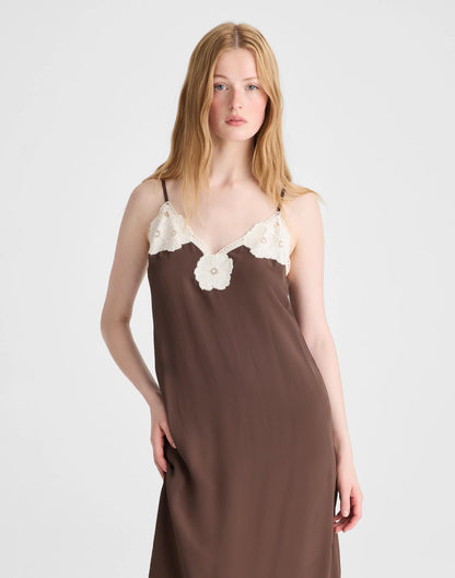 V-Neck Midi Slip Dress Dark Brown | Madewell