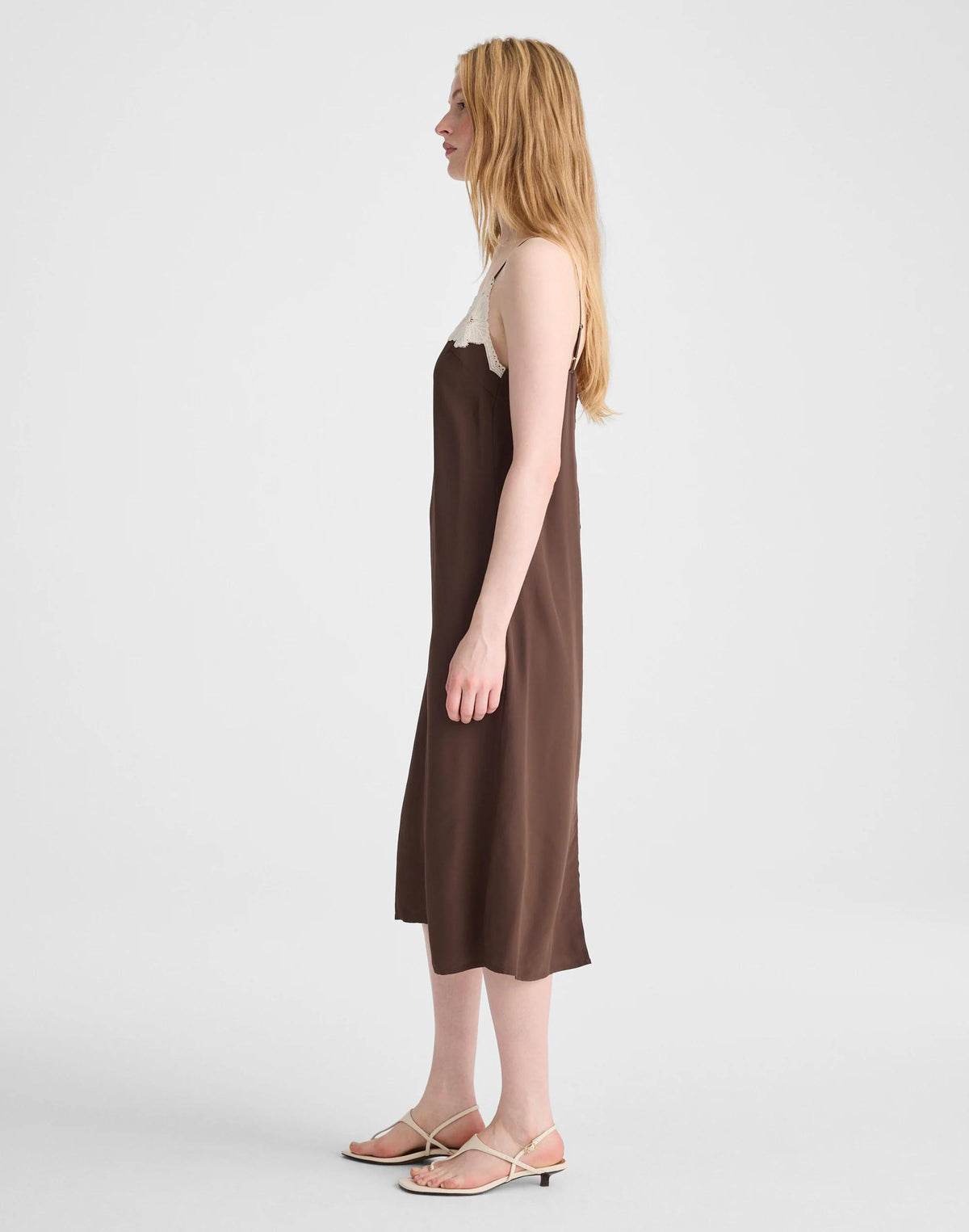 V-Neck Midi Slip Dress Dark Brown | Madewell