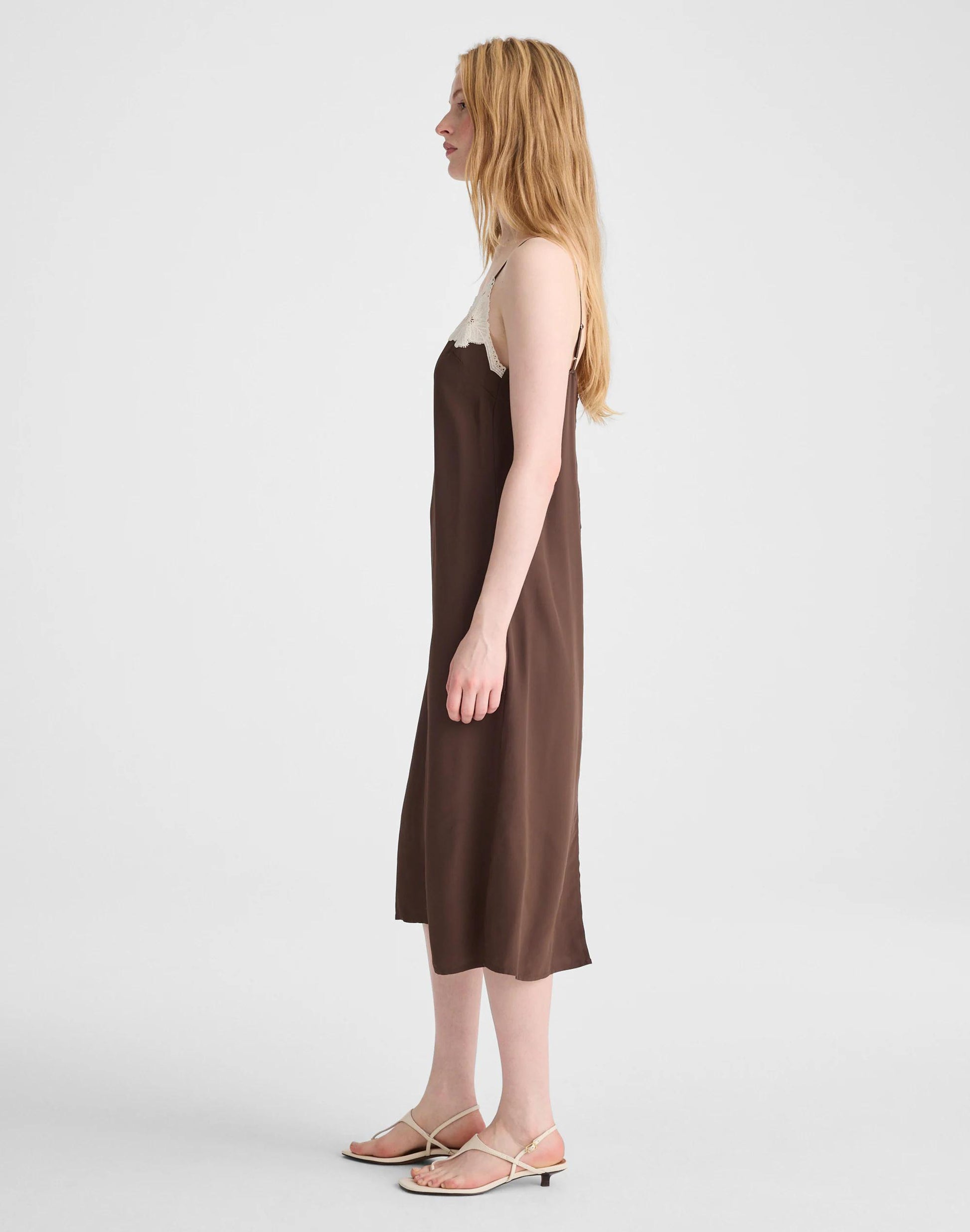V-Neck Midi Slip Dress Dark Brown | Madewell