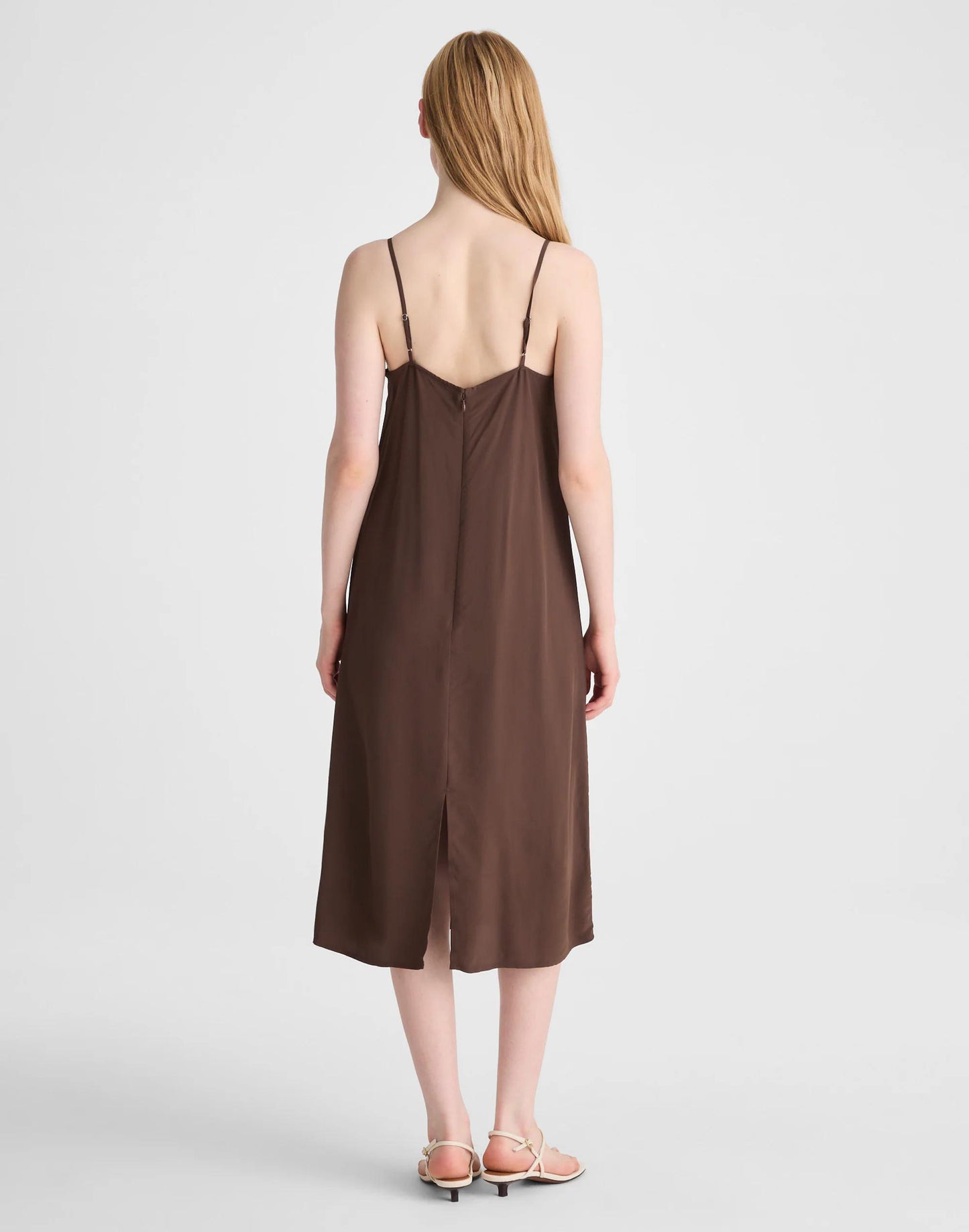 V-Neck Midi Slip Dress Dark Brown | Madewell