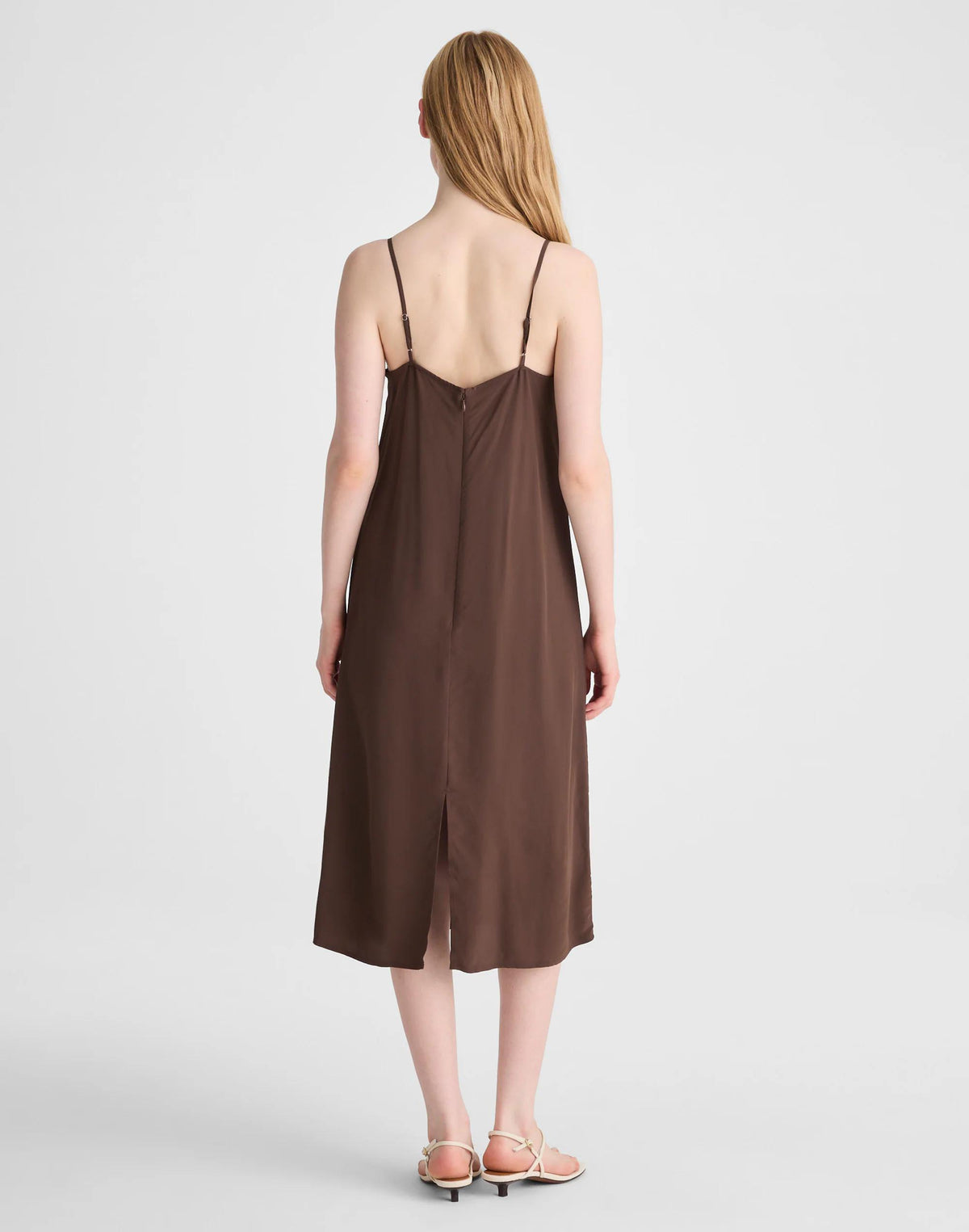 V-Neck Midi Slip Dress Dark Brown | Madewell