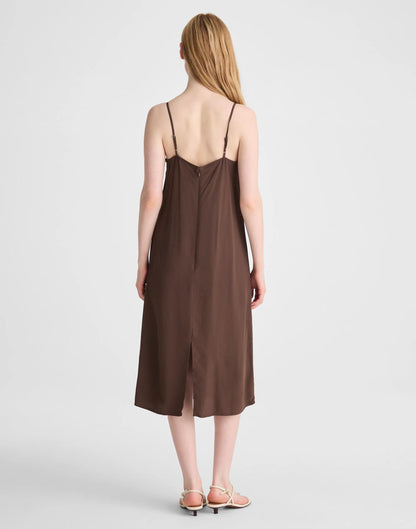 V-Neck Midi Slip Dress Dark Brown | Madewell