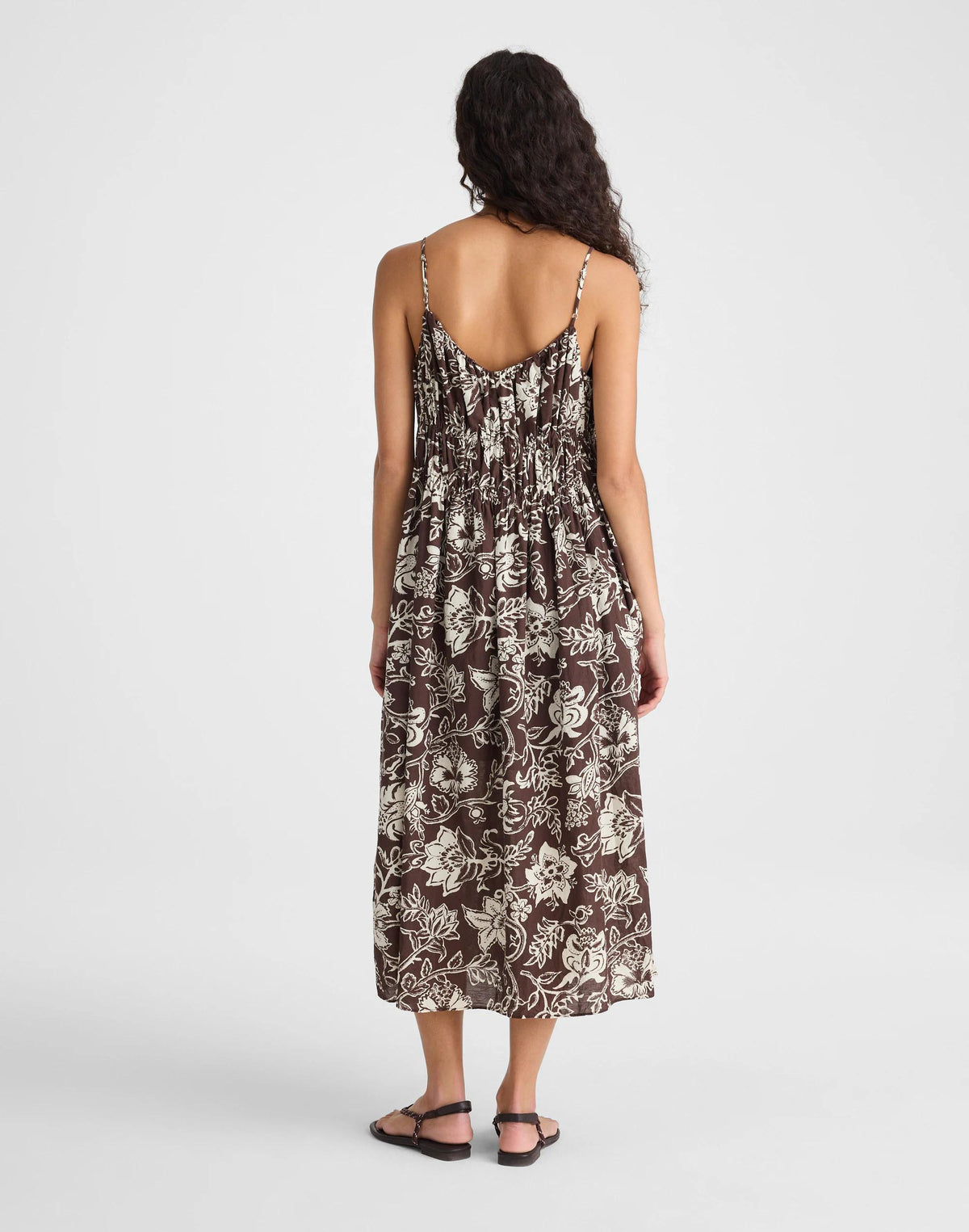 Ruched V-Neck Sleeveless Maxi Dress Dark Brown | Madewell