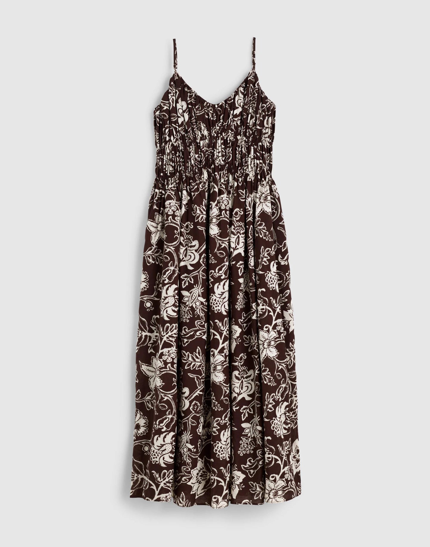 Ruched V-Neck Sleeveless Maxi Dress Dark Brown | Madewell