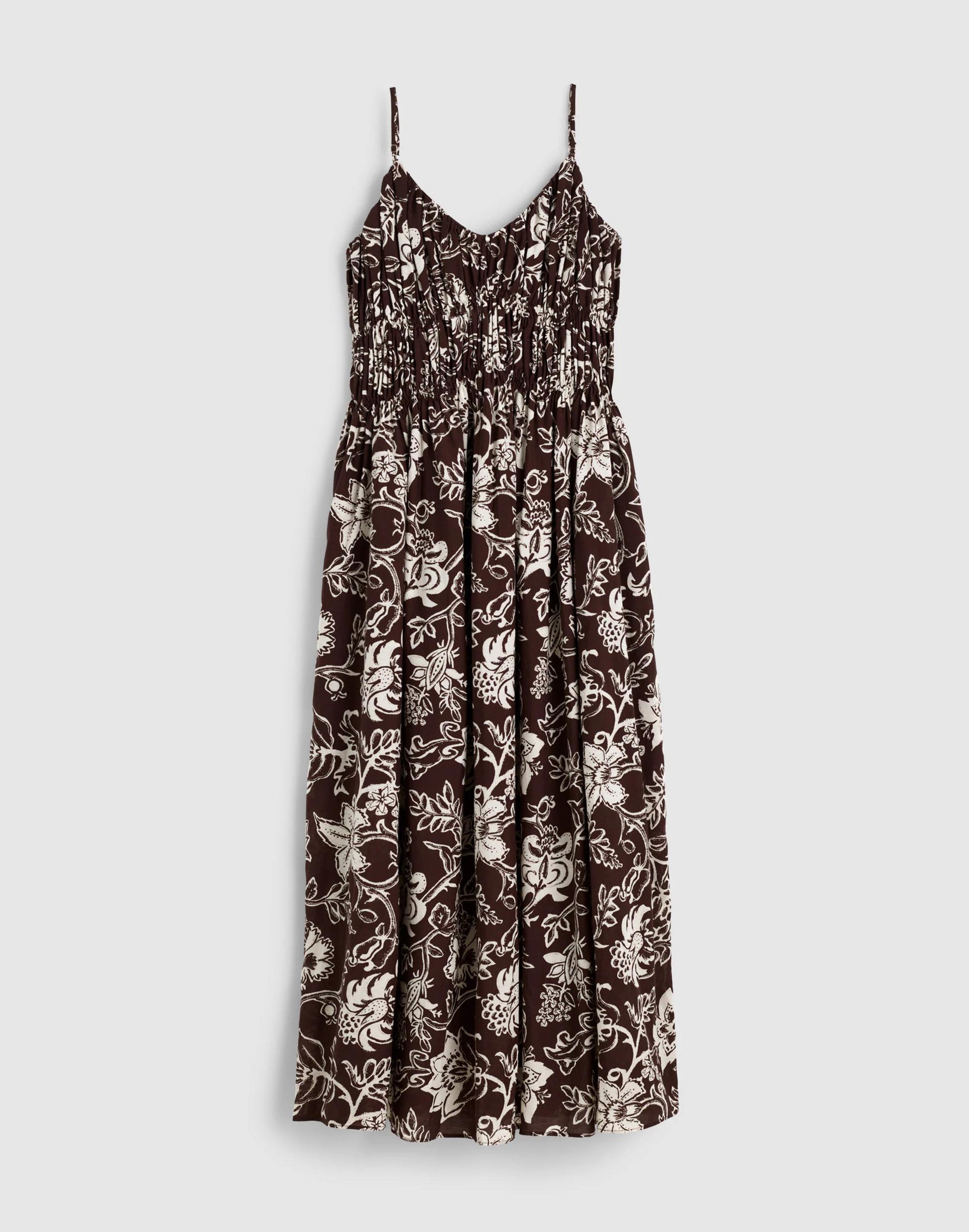 Ruched V-Neck Sleeveless Maxi Dress Dark Brown | Madewell
