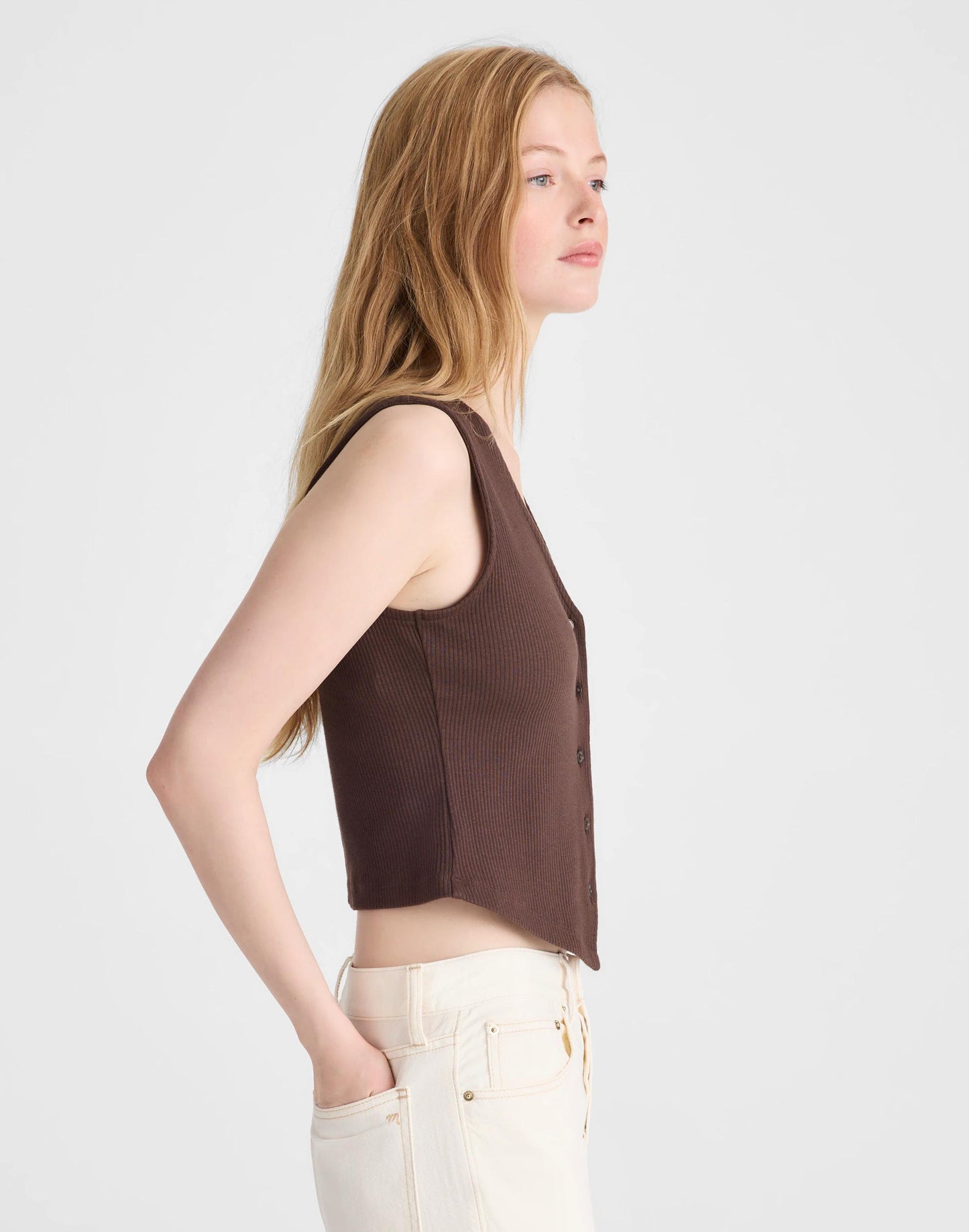 Ribbed V-Neck Vest Dark Brown | Madewell