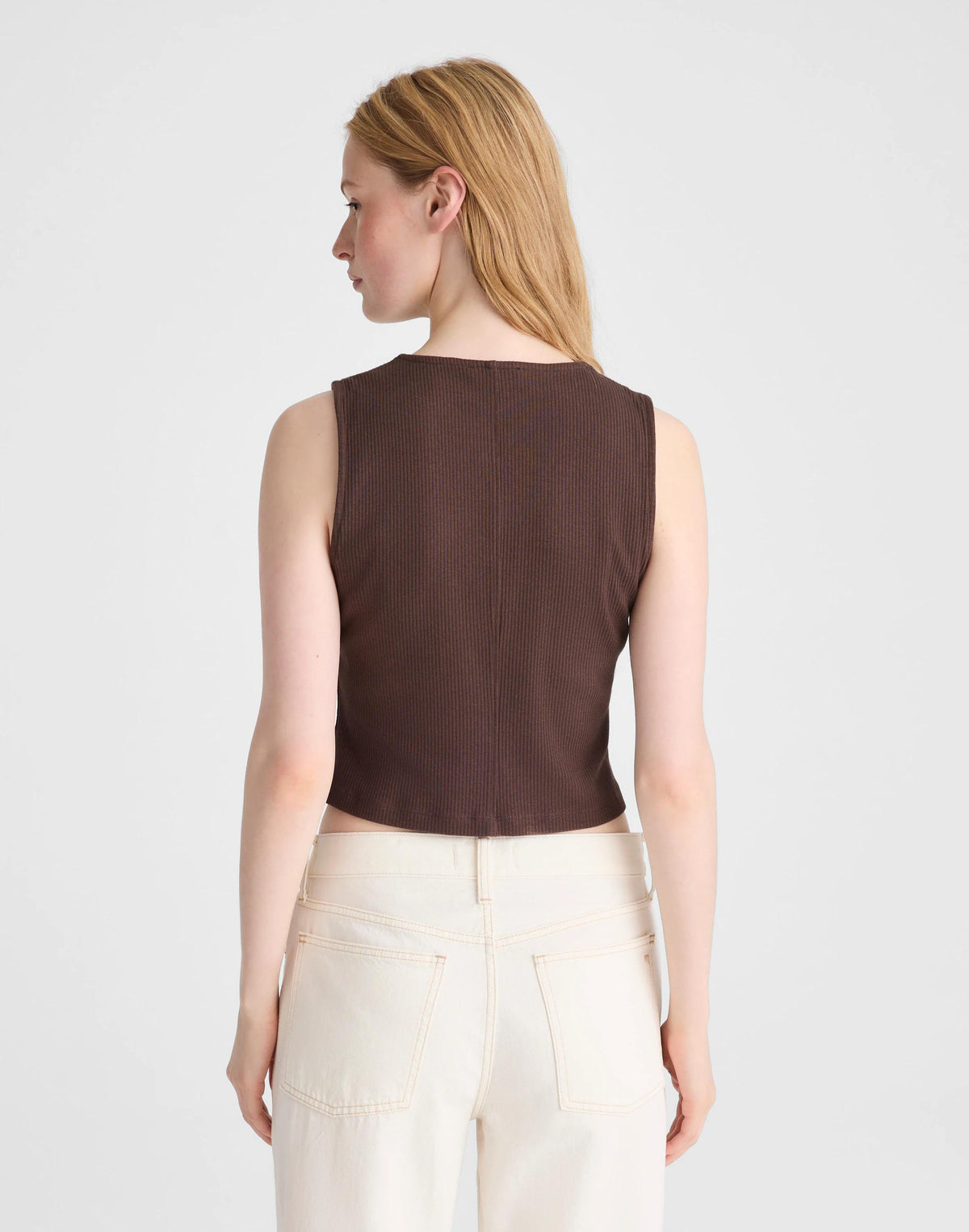 Ribbed V-Neck Vest Dark Brown | Madewell