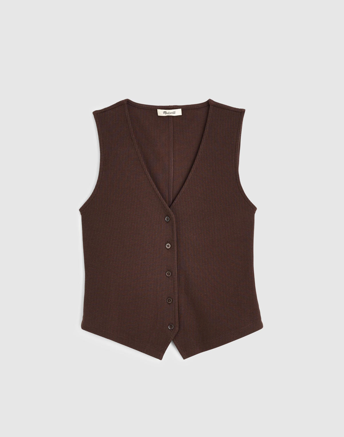 Ribbed V-Neck Vest Dark Brown | Madewell