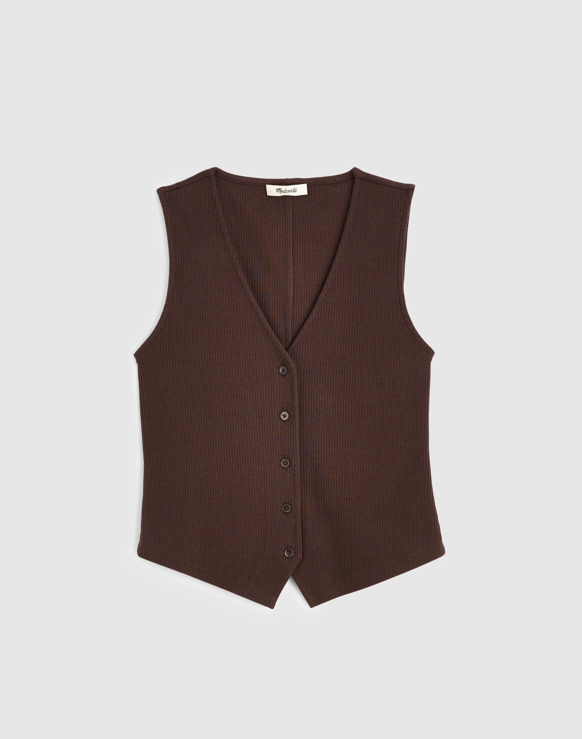 Ribbed V-Neck Vest Dark Brown | Madewell