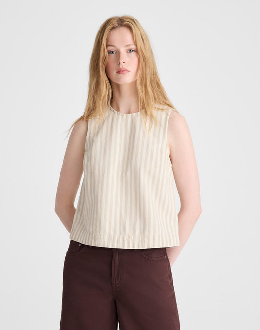 Denim Boxy Shell Top Khaki Sand Stripe | Madewell