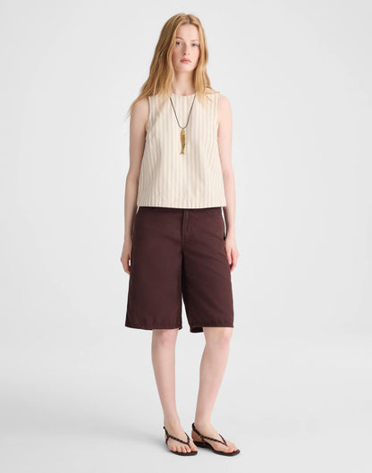 Denim Boxy Shell Top Khaki Sand Stripe | Madewell